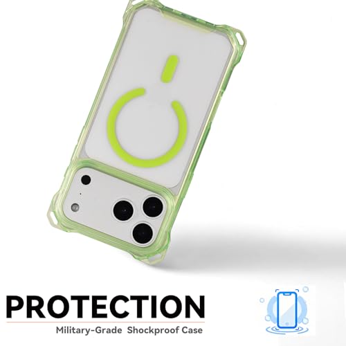 Magnetic for iPhone 17 Pro Crossbody Phone Case,Sage,Clear Magnetic Soft Frame PC Back Shockproof Protective Phone Cover with Adjustable Detachable Lanyard,Compatible with MagSafe - color: Sage, size: iPhone 17 Pro