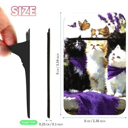 Phone Credit Card Holder Stick on, Cell Phone Pocket Self Adhesive Stretchy Stick on Wallet ID Credit Card Case Pouch Sleeve with Flap for All Smartphones, Lavender Cat - color: Lavender Cat