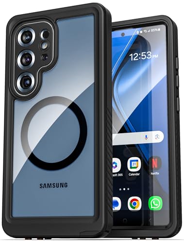 ENCASED Waterproof Case Designed for Samsung Galaxy S25 Ultra (IP68) Full Body Protective Phone Case with Screen Protector Built-in (Clear/Black) (S25 Ultra) - size: S25 Ultra