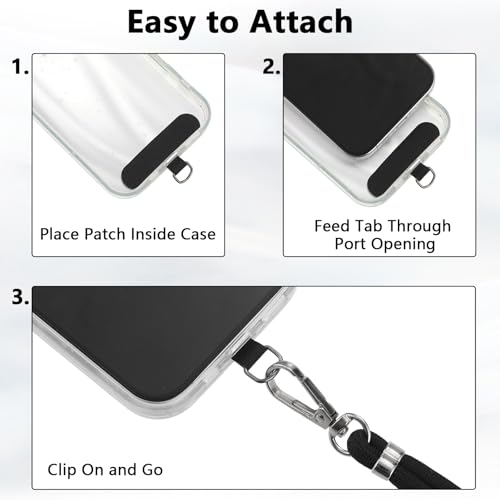 BESARME 2-Pack Phone Lanyard And Wrist Strap Set With Tether Tabs, Black - color: Black
