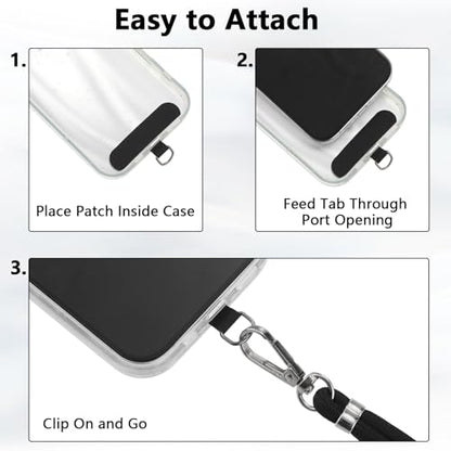BESARME 2-Pack Phone Lanyard And Wrist Strap Set With Tether Tabs, Black - color: Black