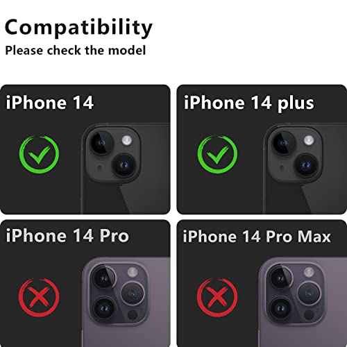 Korecase [2 Pack] Camera Lens Protector for iPhone 14/15 & iPhone 14 Plus /15 Plus Metal Tempered Glass Camera Film Cover, Strong Adhesion, 9H Hardness Anti-Scratch Rear Camera Lens Cover Midnight - color: Midnight Black