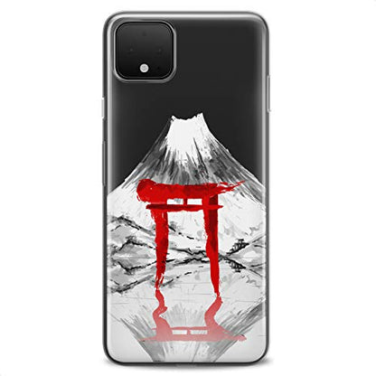 TPU Case Compatible for Google Pixel 9 8 Pro 7a 6a 5a XL 4a 5G 2 XL 3 XL 3a Volkano Soft Clear Mountain Flexible Silicone Reflection Slim fit Red Print Design Torii Gate Abstract Cute Japan - color: Volkano View