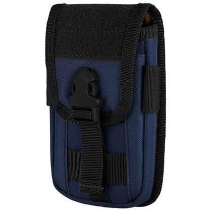 Tactical Molle Pouch Compact Utility EDC Waist Pack Phone Holster with Card Slots for 4.7"-6.9" Phone - color: Deep Blue