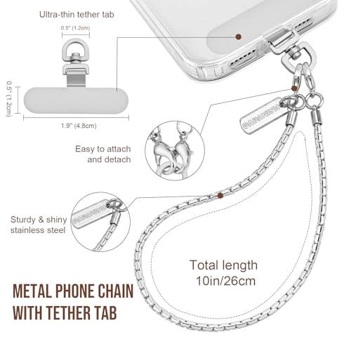 Dadanism Phone Wrist Strap Metal Phone Chain Wristlet Strap, Silver - color: Silver, size: 26 cm