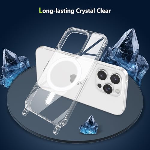 Magnetic Case for iPhone 16 Pro Max 6.9" Clear Crossbody Case with Adjustable Shoulder Neck Lanyard Strap,Compatible with Magsafe,Soft Slim Bumper Shockproof Protective Phone Cover-Black - color: Black, size: iPhone 16 Pro Max