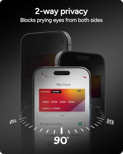 ZAGG InvisibleShield Glass Privacy 360 iPhone 16 Pro Max Screen Protector - 4-Way Privacy Filter, 5X Stronger with Reinforced Edges, Scratch & Smudge-Resistant Surface, Install Tray Included - style: iPhone 16 Pro Max