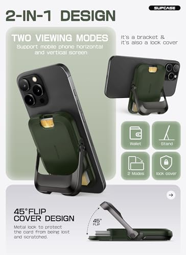 SUPCASE for MagSafe Wallet with Stand, Hold 6 Cards, Battle Green - color: Battle Green