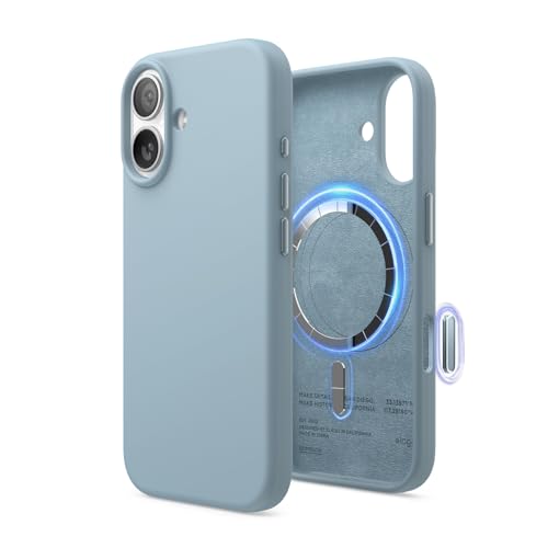 elago Premium Magnetic Silicone Case for iPhone 17 Sky Blue | Compatible with MagSafe, Liquid Silicone Material, Protection, Shockproof, Slim Phone (Sky Blue) - color: Sky Blue, size: iPhone 17