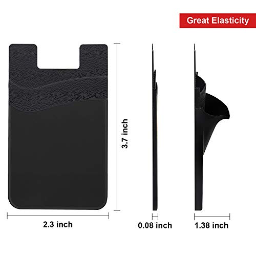 Senose Phone Wallet, Card Holder for Back of Phone Stick on Cellphone Cases - color: Black+White+Gray+Pink+Light Blue