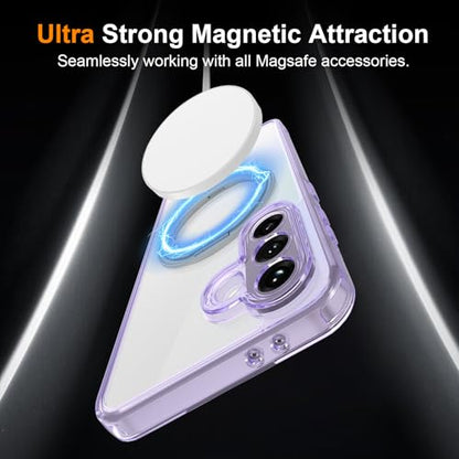 Case for Samsung Galaxy A37 5G Phone 2026 | Rotating Stand | Non-Yellowing Transparent Clear | Wireless Charging | Shockproof Protection (Purple) - color: Purple, size: A37
