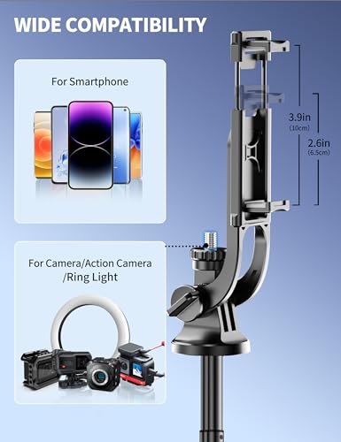 Aluminum 71" Phone Tripod, Travel Tripods for iPhone with Remote, Extendable Cell Phone Selfie Stick Tripod Stand Compatible with iPhone 17/16/15/14/13/Android/Camera - color: Black, size: 70.47 Inches - Upgraded Aluminum Pole