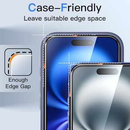 JETech 360° Privacy Screen Protector for iPhone 16 Plus, 2-Pack - size: iPhone 16 Plus