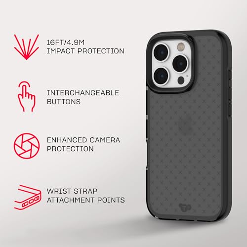Tech21 EvoCheck for iPhone 16 Pro Impact Protection Case - in Smokey - color: Charcoal, size: iPhone 16 Pro