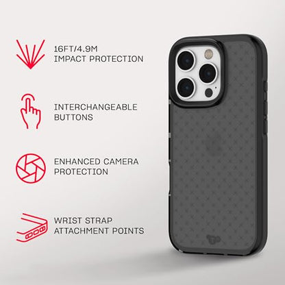 Tech21 EvoCheck for iPhone 16 Pro Impact Protection Case - in Smokey - color: Charcoal, size: iPhone 16 Pro