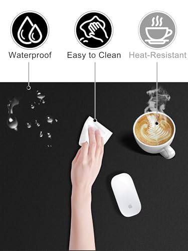 TopMade Wireless Charging Mouse Pad, 31.5"x15.75" XXL Large Desk Pad - color: Black-31.5"x15.8"