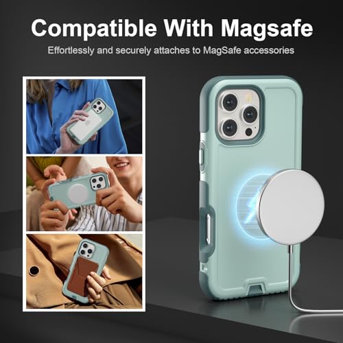 Follaroma Magnetic for iPhone 16 Pro Case, Heavy Duty Cases, Green, 6.7" | Compatible with MagSafe, Heavy Duty Shockproof,Military-Grade Anti-Drop Protective,Dual Layer Magnetic Protection Phone Cover - color: Green, size: iPhone 16 Pro 6.3''