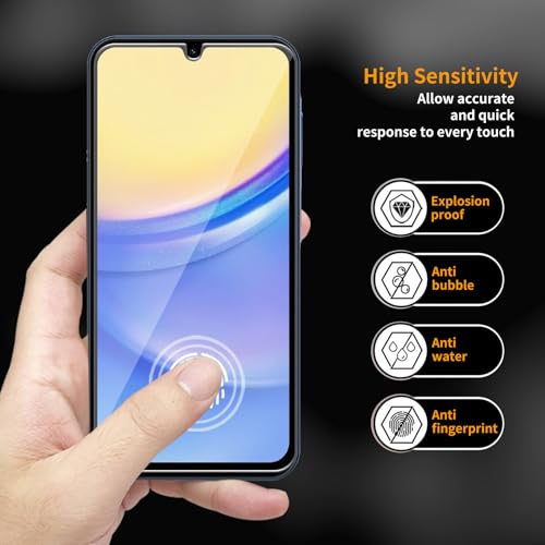 3 Pack for Samsung Galaxy A15 5G Tempered Glass Screen Protector, Scratch-Proof, Bubble-Free,HD Transparent, 9H Hardness,Bubble Free,Case Friendly - size: Galaxy A15 5G