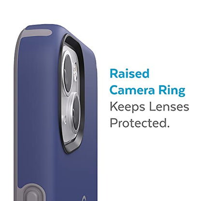 Speck iPhone 13 Case - Drop Protection & Scratch Resistant Dual Layer Case - Built for MagSafe, Slim Design with Soft Touch Coating for 6.1 Inch Phones - Prussian Blue, Cloudy Gray CandyShell Pro - color: Prussian Blue/Cloudy Gray