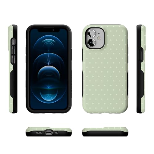 Casely iPhone 12 Mini Case | On the Dot | Green Polka Dot | Bold Protective Design | Compatible with MagSafe - color: On the Dot | Green Polka Dot, size: Iphone 12 Mini