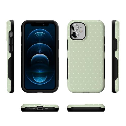 Casely iPhone 12 Mini Case | On the Dot | Green Polka Dot | Bold Protective Design | Compatible with MagSafe - color: On the Dot | Green Polka Dot, size: Iphone 12 Mini