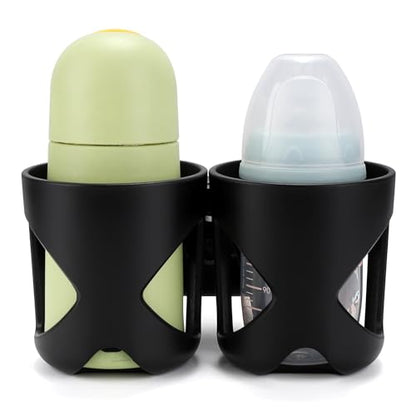 Accmor Stroller Cup Holder, Cup Holder for Walker Bike Wheelchair - color: Double Cup Holder-Black