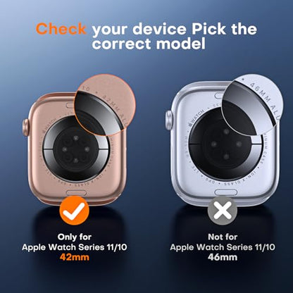 TOCOL 8 Pack Screen Protector for Apple Watch Series 11/10 42mm,[HD Clear] [Scratch Resistant] [Bubble Free] [Easy Installation] Ultra-thin TPU Flexible Soft Film 42mm, Clear - size: 42mm