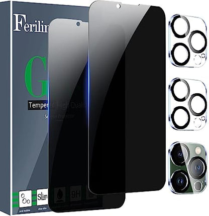Ferilinso Privacy Screen Protector for iPhone 13 Pro, Tempered Glass - size: iPhone 13 Pro-Black