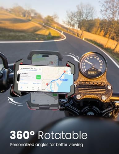 Bike Phone Holder [Avoid Glare] [Super Easy Install] Handlebar Phone Mount - color: Black Red With Sunshade (1 PC)