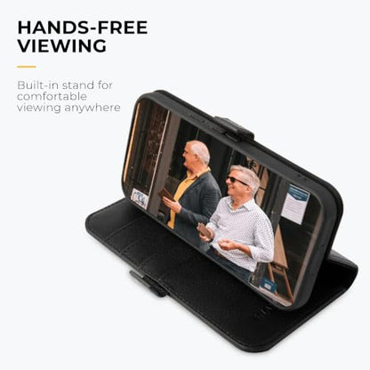 Snakehive Genuine Leather Wallet Case for Pixel 10/10 Pro – Flip Cover with Card Slots & Stand (Dappled Black) - color: Dappled Black