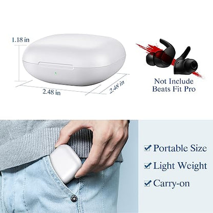 Wireless Charging Case Compatible for Beats Fit Pro, Portable Charger Case Replacement with Bluetooth Pairing Sync Button, 700mAh Built-in Battery (Not Included Earbuds) (White) - color: Beats Fit Pro White