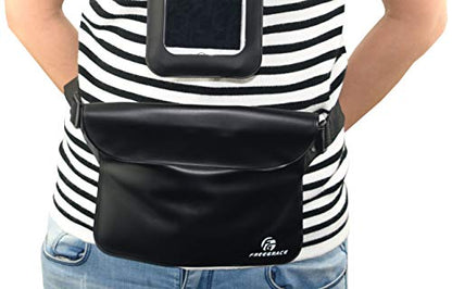 Freegrace Waterproof Pouches with Waist Strap / Pouch Case Bundle Set- Keep Your Phone & Valuables Dry and Safe - Waterproof Dry Bags for Boating Swimming Snorkeling Kayaking Beach Water Parks Pool - color: Black