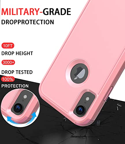 Diverbox for iPhone Xr Case [Shockproof] [Dropproof] [Dust-Proof],Heavy Duty Protection Phone Case Cover for Apple iPhone XR (Pink) - color: Pink-3in1