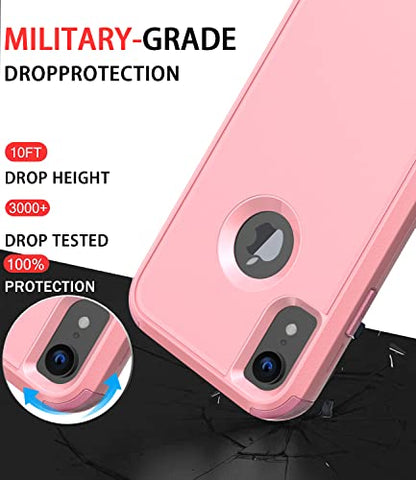 Diverbox for iPhone Xr Case [Shockproof] [Dropproof] [Dust-Proof],Heavy Duty Protection Phone Case Cover for Apple iPhone XR (Pink) - color: Pink-3in1