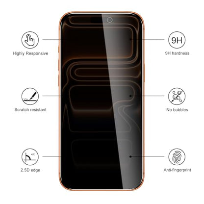 2 Pack Privacy Screen Protector for iPhone 17 Pro Max with 2 Pack Camera Lens Protector, 9H Hardness Double Shatterproof Anti-Spy Tempered Glass Film, Easy Installation - size: iPhone 17 Pro Max
