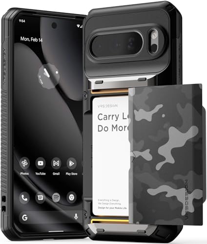 VRS DESIGN Damda Glide Pro for Pixel 10 Pro XL (2025) – Rugged Wallet Case with Sturdy Semi Auto Card Holder [4 Cards] Heavy Duty Phone Cover (Guardian Black) - color: Guardian Black, size: Pixel 10 Pro XL
