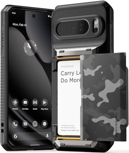 VRS DESIGN Damda Glide Pro for Pixel 10 Pro XL (2025) – Rugged Wallet Case with Sturdy Semi Auto Card Holder [4 Cards] Heavy Duty Phone Cover (Guardian Black) - color: Guardian Black, size: Pixel 10 Pro XL