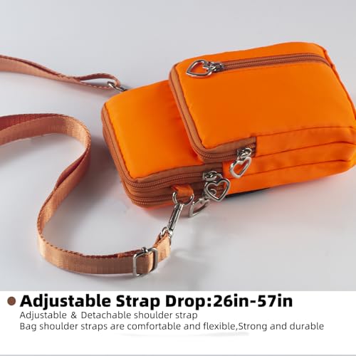 Small Crossbody Bag for Women - Mini Phone Purses with Crossbody Strap and Wallet - Nylon Arm Bag - color: A-orange
