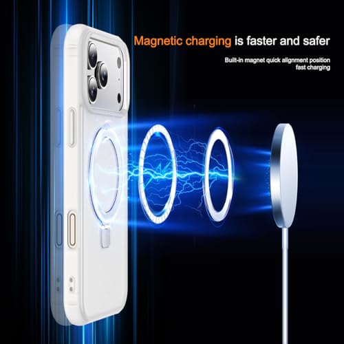 SKYLMW Compatible with iPhone 17 Pro Case with Stand,Translucent | iPhone 17 Pro Phone Case 6.3",Magnetic Ring Stand,Compatible with MagSafe,Military-Grade Protection,Great Grip Feeling - color: Translucent, size: Iphone 17 Pro