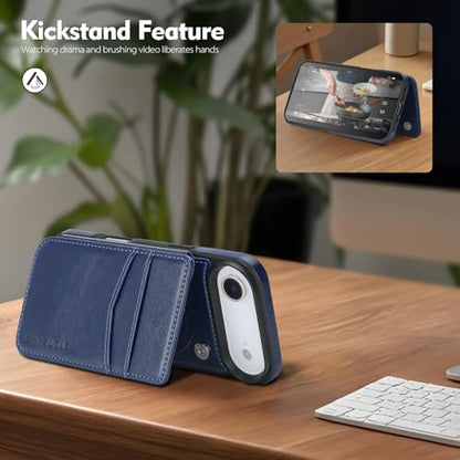 SkyEagle Compatible with MagSafe iPhone 17 Air Case Wallet,Blue | Magnetic Clasp,RFID Blocking,PU Leather,Flip Folio Shockproof Phone Cover,with Credit Card Slots & Kickstand for Men & Women - color: Blue, size: iPhone 17 Air - 6.5"