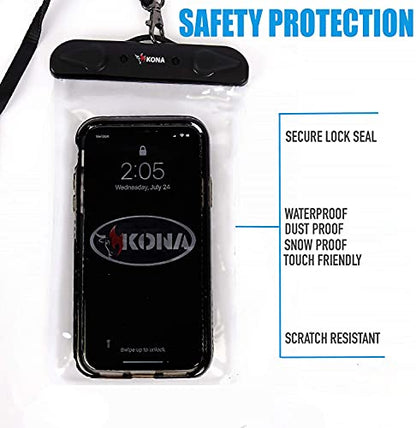 Kona Submariner Floating Waterproof Case - Universal Phone Pouch Compatible for iPhone 14 13 12 Pro Max XS Plus Samsung Galaxy S22 Cell Phones Up to 7.5", IPX8 Cellphone Dry Bag for Vacations - 2 Pack - color: Floating 2 Pack