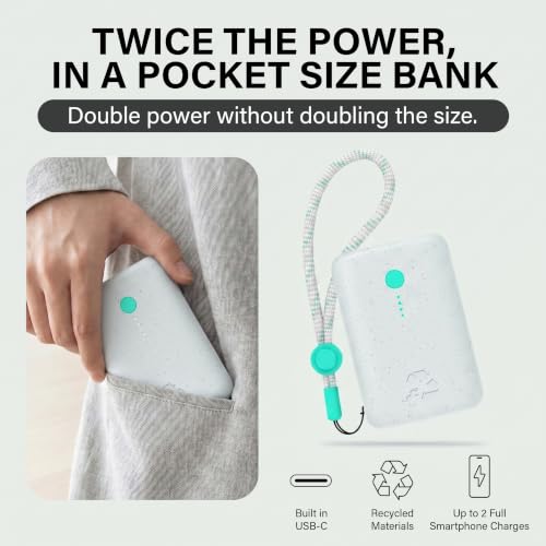 Nimble Champ Portable Charger, 10000mAh Power Bank, 20W Dual USB-C Charging - color: Luna White