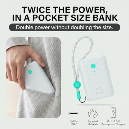 Nimble Champ Portable Charger, 10000mAh Power Bank, 20W Dual USB-C Charging - color: Luna White