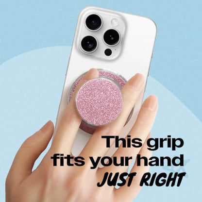 On The Grip Bling Bling Glitter Phone Grip & Stand - Elegant Magsafe Compatible Phone Holder for Secure Grip and Hands-Free Viewing (Pink)
