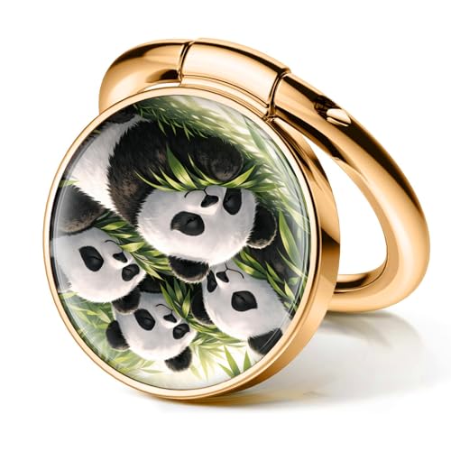 Cell Phone Ring Holder, Cute Phone Ring Grip Stand, 360°Rotation Funny Metal Kickstand Finger Grip Cute Pandas - color: Cute Pandas