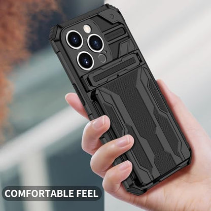 for iPhone 14 Pro Wallet Case with Card Holder, Black | Detachable Card Holder, Built-in Kickstand, with Screen Protectors, Military Grade, Full Body Shockproof - size: for iPhone 14 Pro - 6.1''