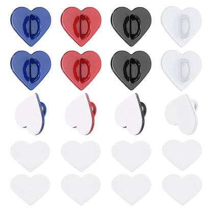 MECCANIXITY 12 Pcs Heart Phone Charm Hook, Adhesive Cell Phone Charm Holder Metal Finger Grip Loop for DIY Case Pad Tablet, Red/Deep Blue/White/Black - color: Red/Deep Blue/White/Black