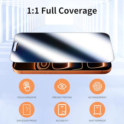 2 Pack Mirror Privacy Screen Protector for iPhone 17 - color: Silver iPhone 17
