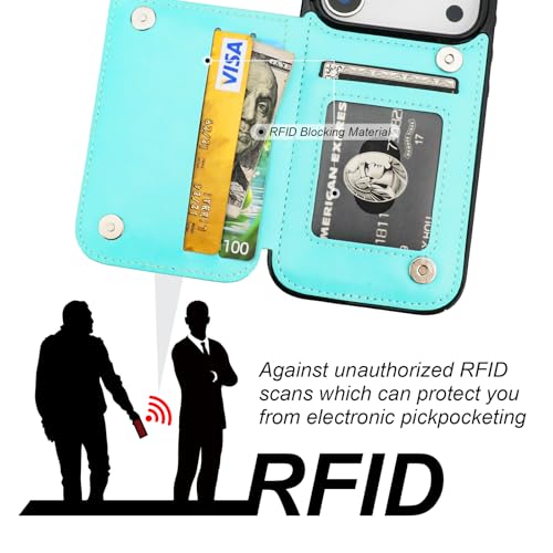 ONETOP for iPhone 18/17 Pro Wallet Case with Credit Card Holder,LightBlue - color: Light Blue