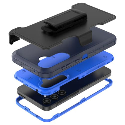 Compatible with Samsung Galaxy A35 Case, with Belt Clip Holster Heavy Duty Rugged Shockproof Full Body Protection Kickstand Cover for Samsung Galaxy A35 Phone (Navy Blue) - color: Navy Blue